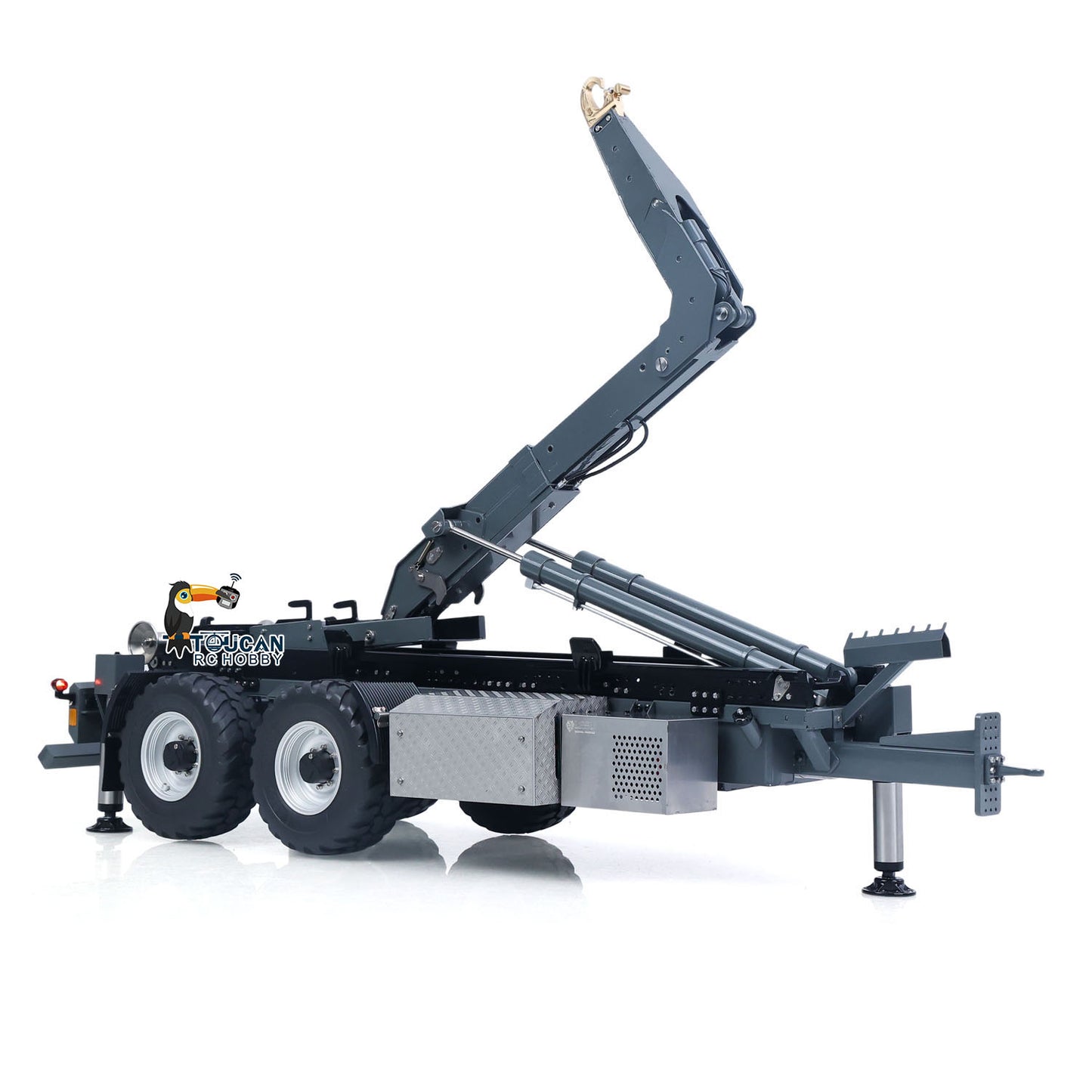 LESU 1/14 Hydraulic RC Roll Off Trailer  A0066-A A0066-B Telescopic Hook Lift Metal Full Trailers with Support Legs Pump Valve Lights