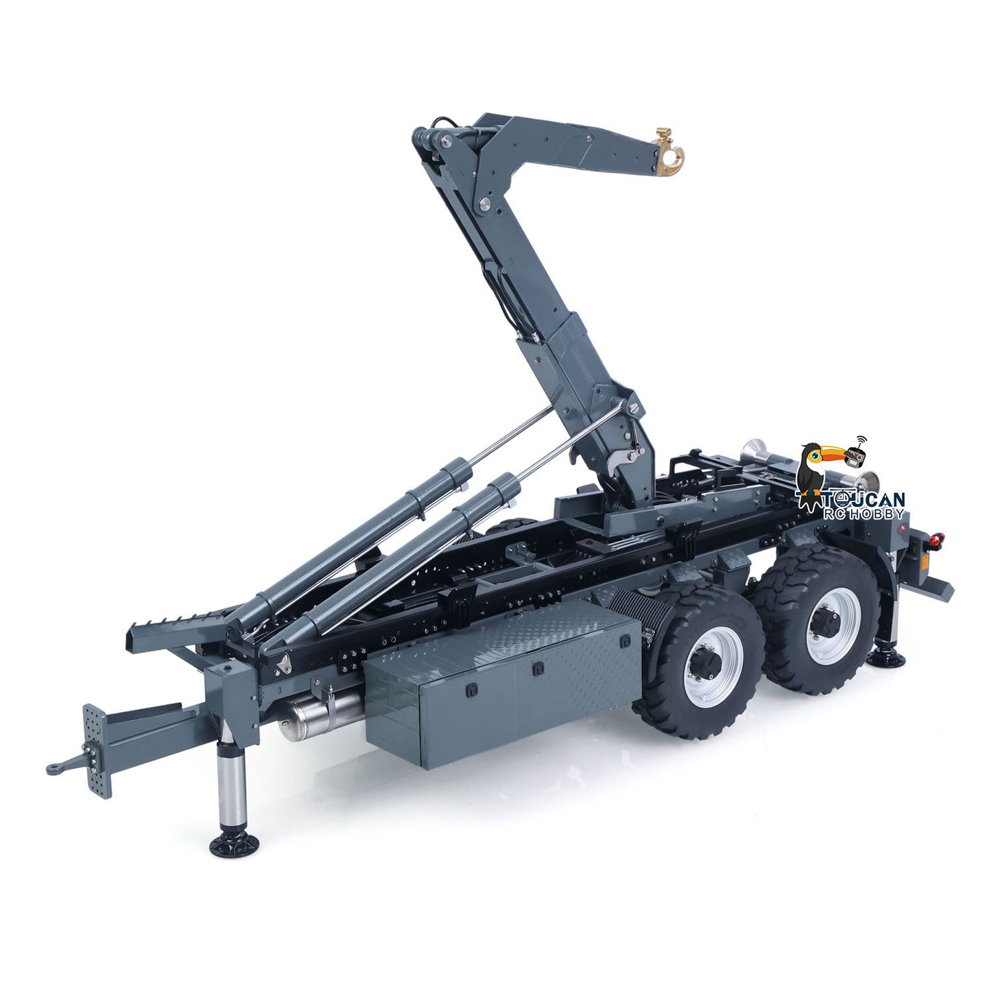 LESU 1/14 Hydraulic RC Roll Off Trailer  A0066-A A0066-B Telescopic Hook Lift Metal Full Trailers with Support Legs Pump Valve Lights