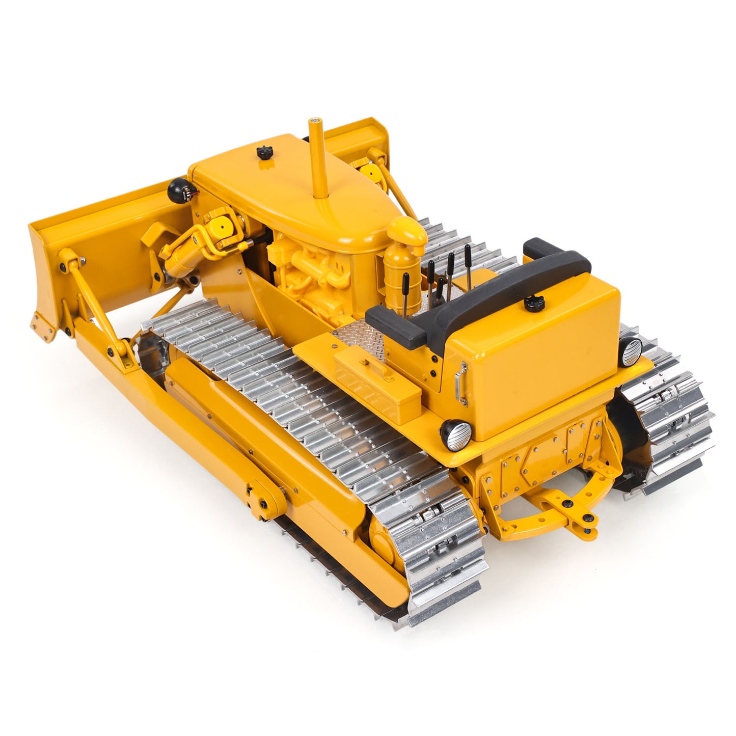 Metal 1/14 RC Hydraulic Bulldozer D7 Remote Control Dozer Model Engineering Vehicle Flysky Radio Light Sound System Battery