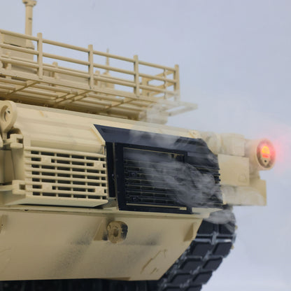 TOUCAN 1/16 Metal RC Tank M1A2 Abrams IR Dual Current Driving Gearbox Barrel Recoil Elevation 360 Turret Rotation Smoke RTR FPV Camera Charger