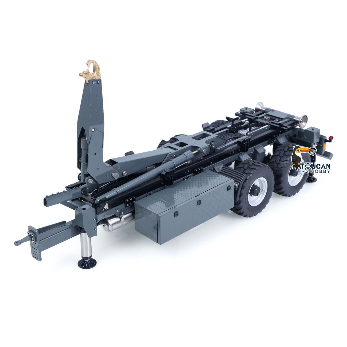 LESU 1/14 Hydraulic RC Roll Off Trailer  A0066-A A0066-B Telescopic Hook Lift Metal Full Trailers with Support Legs Pump Valve Lights