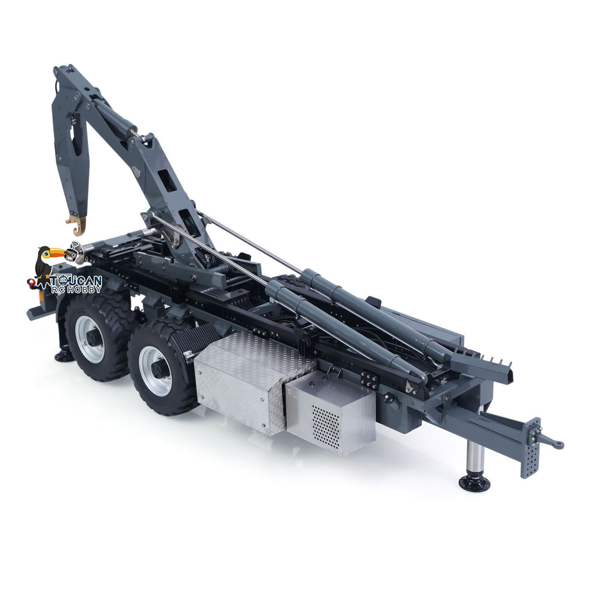LESU 1/14 Hydraulic RC Roll Off Trailer  A0066-A A0066-B Telescopic Hook Lift Metal Full Trailers with Support Legs Pump Valve Lights