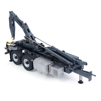 LESU 1/14 Hydraulic RC Roll Off Trailer  A0066-A A0066-B Telescopic Hook Lift Metal Full Trailers with Support Legs Pump Valve Lights