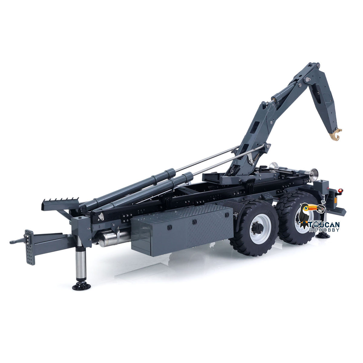 LESU 1/14 Hydraulic RC Roll Off Trailer  A0066-A A0066-B Telescopic Hook Lift Metal Full Trailers with Support Legs Pump Valve Lights