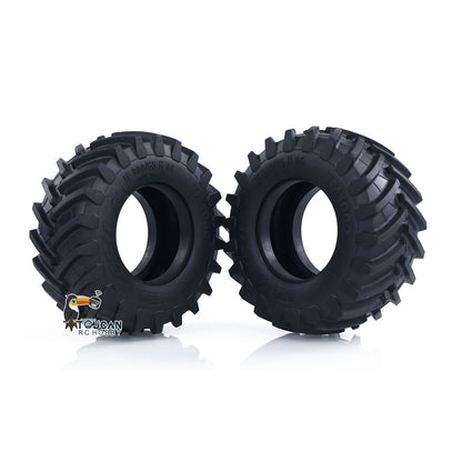 1Pair Rear Wheel Rubber Tire Tyre Metal Wheel Hub for LESU 1/14 RC Hydraulic Tractor AOUE 1050 Agricultural Vehicle DIY Car