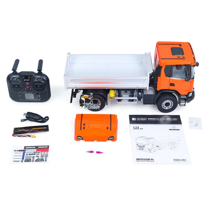 Double E 1/14 4WD Electric Lifting RC Dump Truck E022 2Speed Tipper 500G Full Metal Axle Magnetic High Roof Battery Radio Light