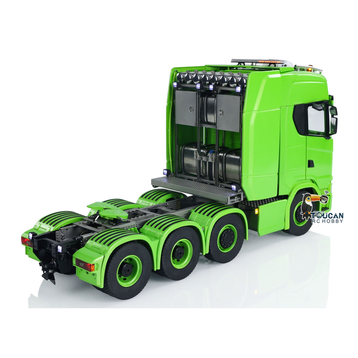 8x8 Metal Chassis 1/14 RC Tractor Truck 770S Remote Control Lorry ST8 Radio Battery RTR Warning Lights Spotlight Magnetic Roof