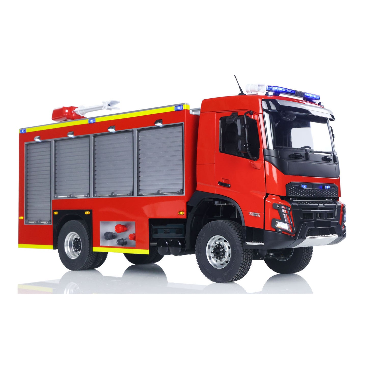 1/14 RC Fire Fighting Truck RTR Radio Controlled Car Model VO FMX AWD 2Speed Metal Gerabox Axles Water Spraying Electric Vehicle Light Sound System