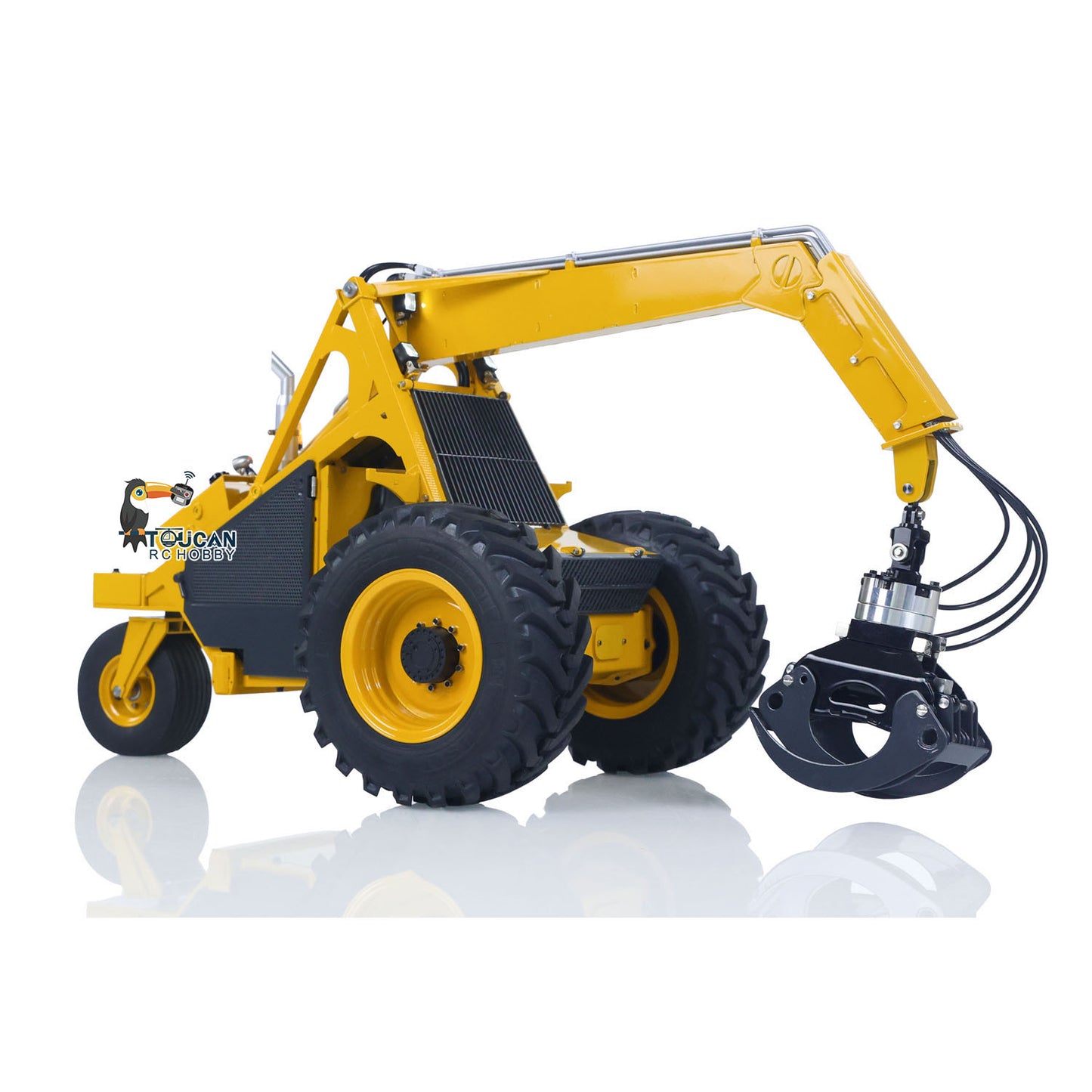 Metal LESU AOUE 225A 1/14 Remote Control Hydraulic Log Loader RC Sugarcane Loader Grabber Pump 4CH Valve Wheeled Model Car