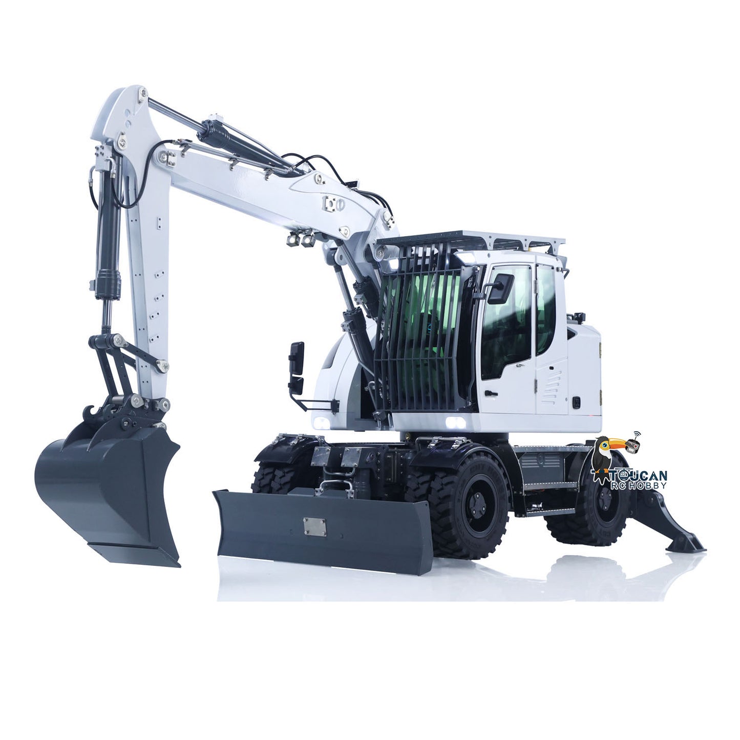 1:14 RC Hydraulic Wheeled Excavator LR914 8-ways Valve 4??4 Digger Engineering Vehicle RTR Axle Lock Upgrade Brushless Motor ESC