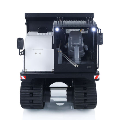 Fast Shipping Metal 1/14 RC Hydraulic Crawler Dump Truck T14R Radio Controlled Tracked Tipper RTR Construction Vehicle ST8 Light Sound Battery