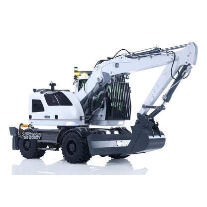 CUT Model 1/14 Remote Control Hydraulic Wheeled Excavator 3Arms LR914 8CH Valve Metal RC Digger Flysky PL18EV Lite Radio RTR