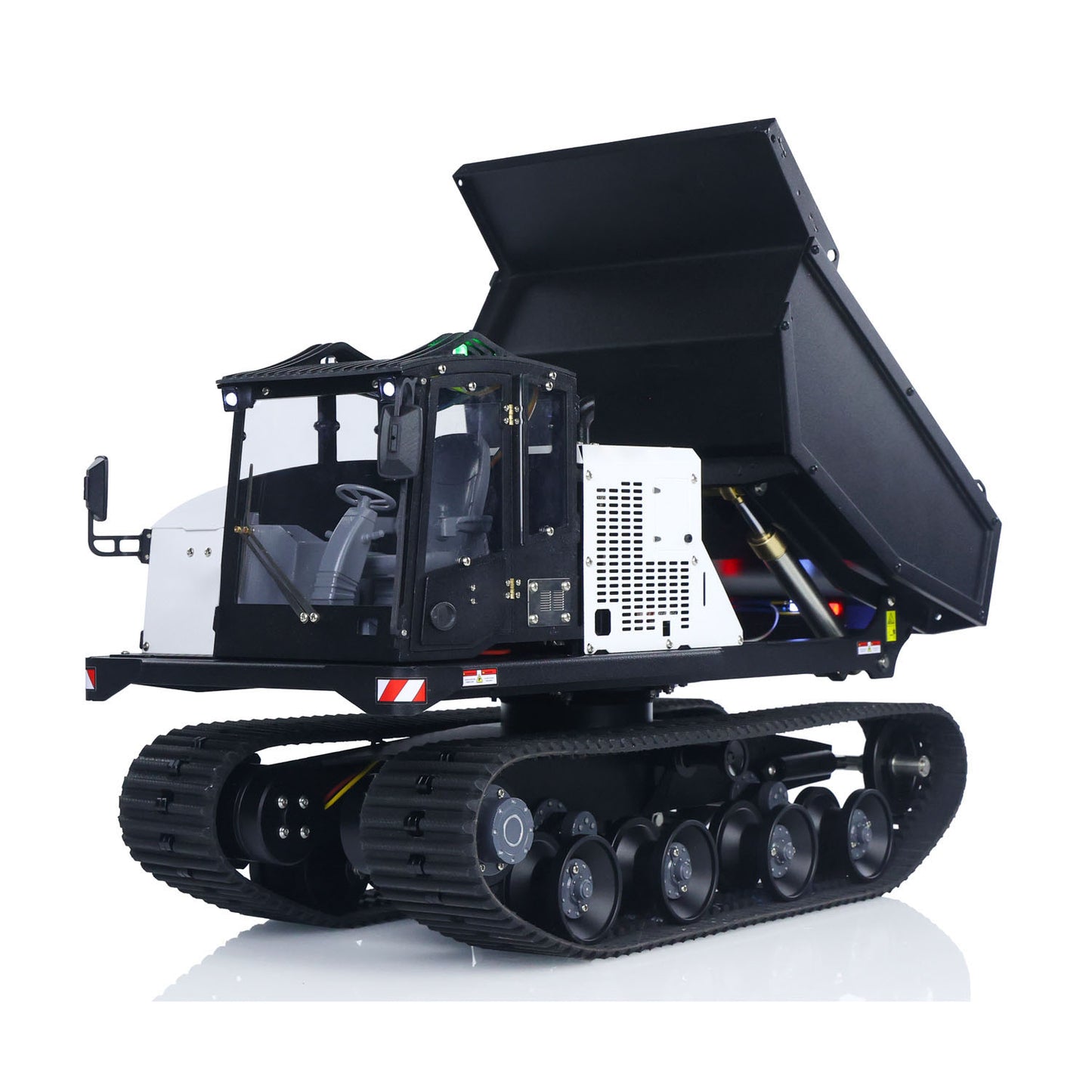 Fast Shipping Metal 1/14 RC Hydraulic Crawler Dump Truck T14R Radio Controlled Tracked Tipper RTR Construction Vehicle ST8 Light Sound Battery