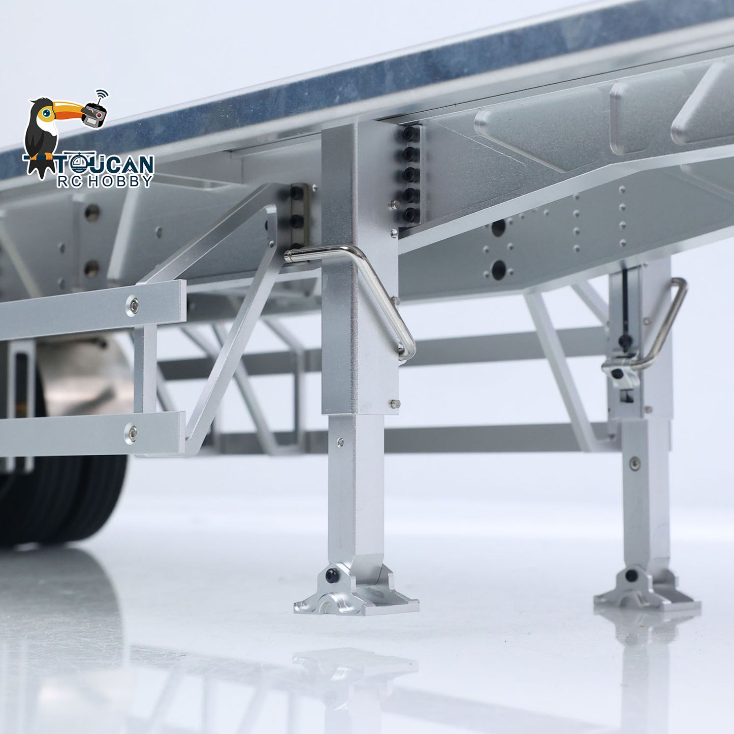 MD Metal 3Axles Flatbed Trailer Manual Support Legs for 1/14 Remote Control Tractor Truck 770S RC Digger Loader DIY Model