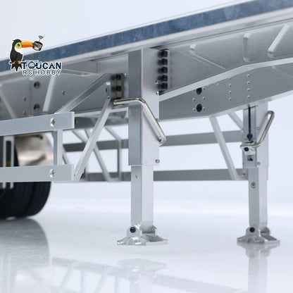 MD Metal 3Axles Flatbed Trailer Manual Support Legs for 1/14 Remote Control Tractor Truck 770S RC Digger Loader DIY Model