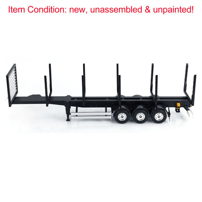 US STOCK 1/14 TOUCAN RC 3Axle Timber Truck Pole Tractor Flatbed Semi Trailer KIT Model