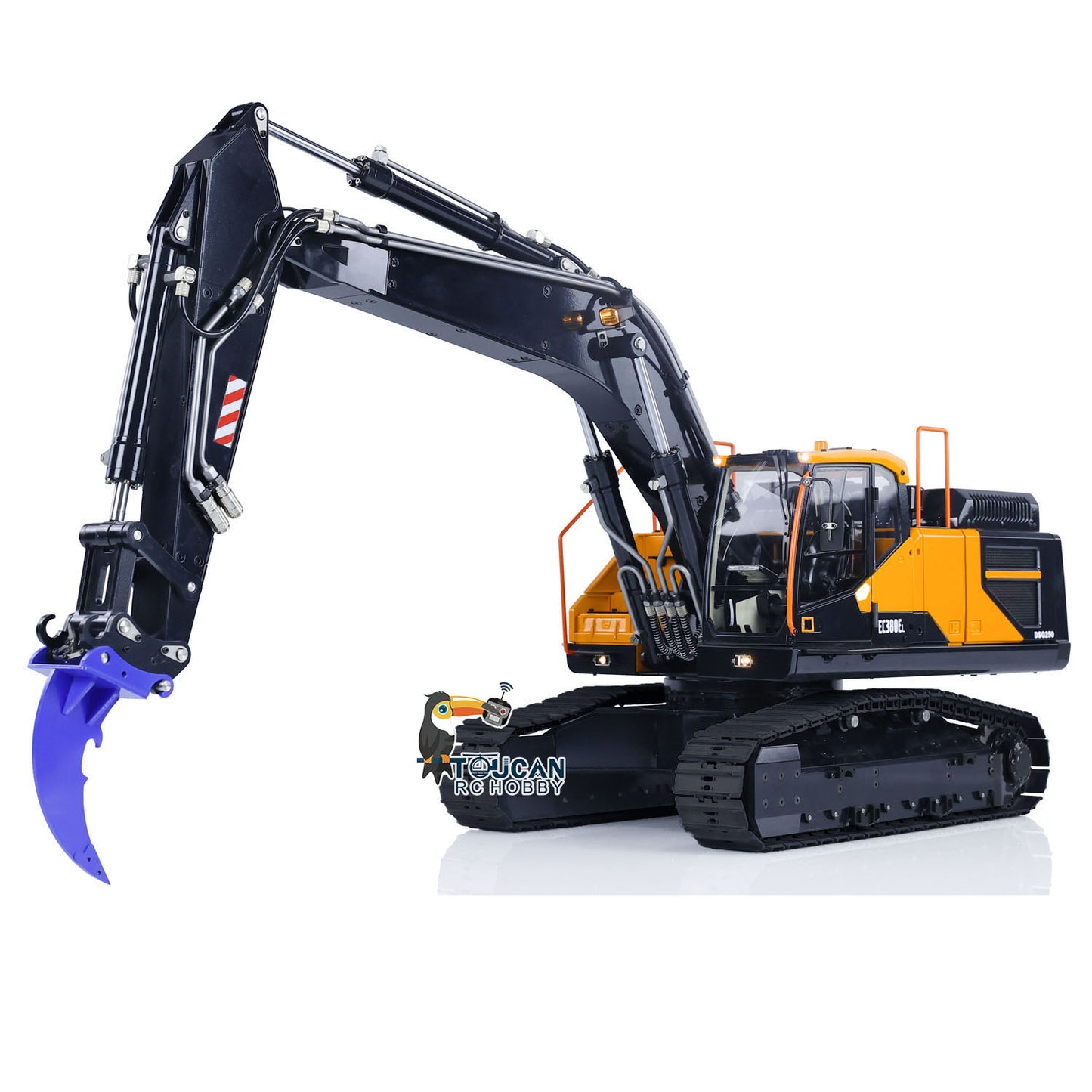 MTM 1/14 EC380 RC 2 Arms Metal Hydraulic PNP Tracked Excavator Digger With Ripper Grab