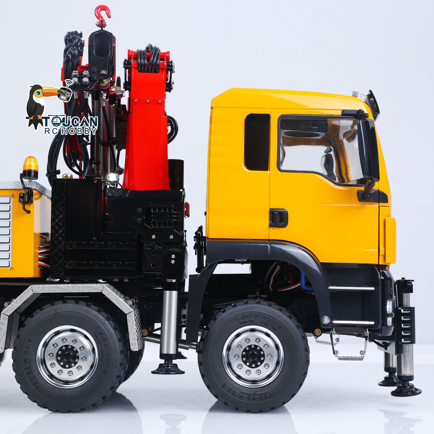 LESU Metal 1/14 RC Hydraulic Crane Truck 8X8 3Speed Remote Control Lorry Model 7CH Valve 6 Outriggers Light Sound Axle Diff Lock