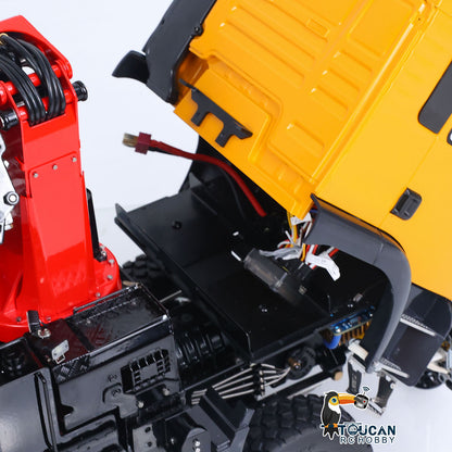 LESU Metal 1/14 RC Hydraulic Crane Truck 8X8 3Speed Remote Control Lorry Model 7CH Valve 6 Outriggers Light Sound Axle Diff Lock
