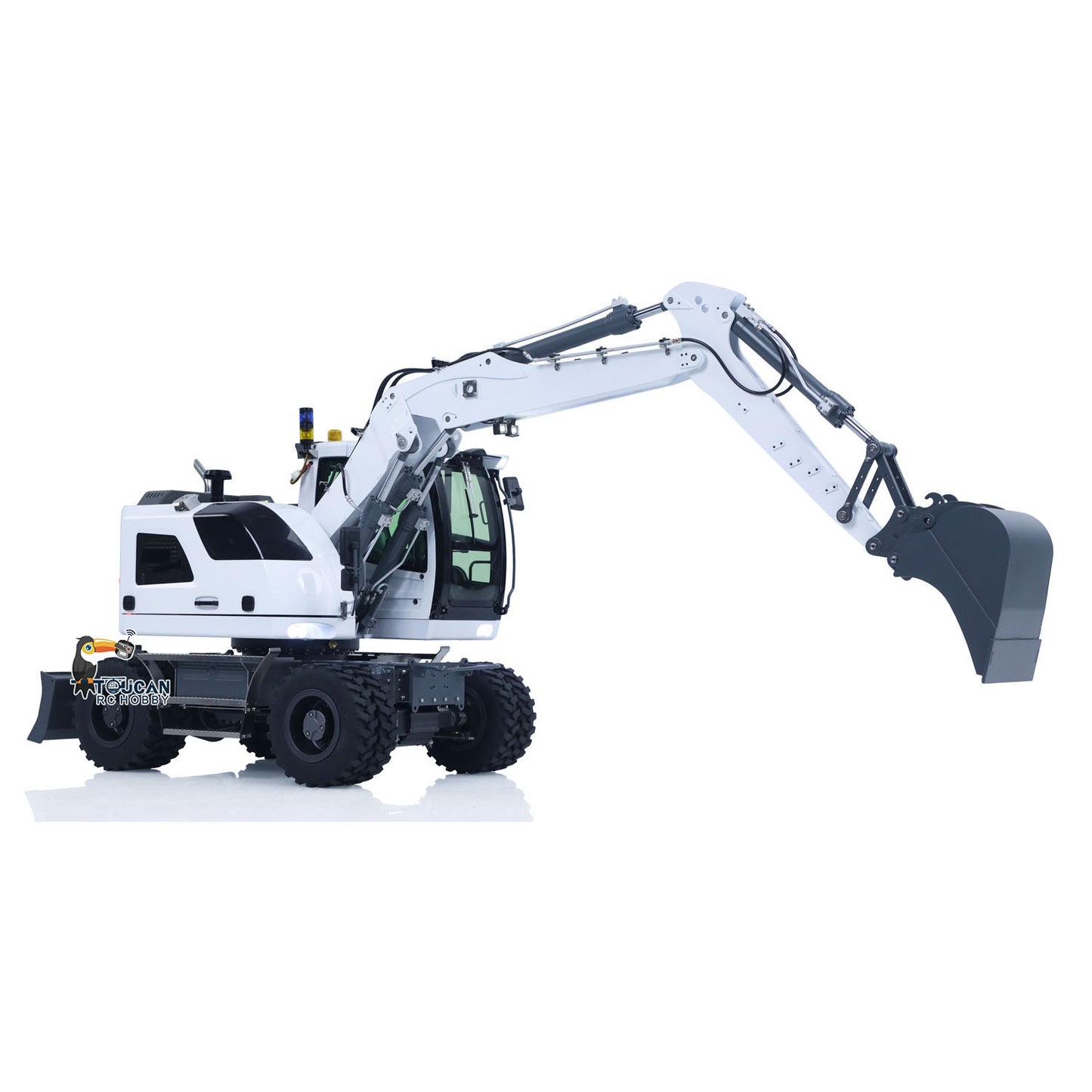 1/14 Remote Control Hydraulic Wheeled Excavator 7CH Valves 2WD/4WD Metal RC Digger RTR Axle Lock Flysky PL18EV Lite Light System