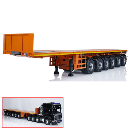 NOOXION 1/14 Fury Bear Metal 6 Axles Flat Trailer for Remote Controlled Tractor Truck