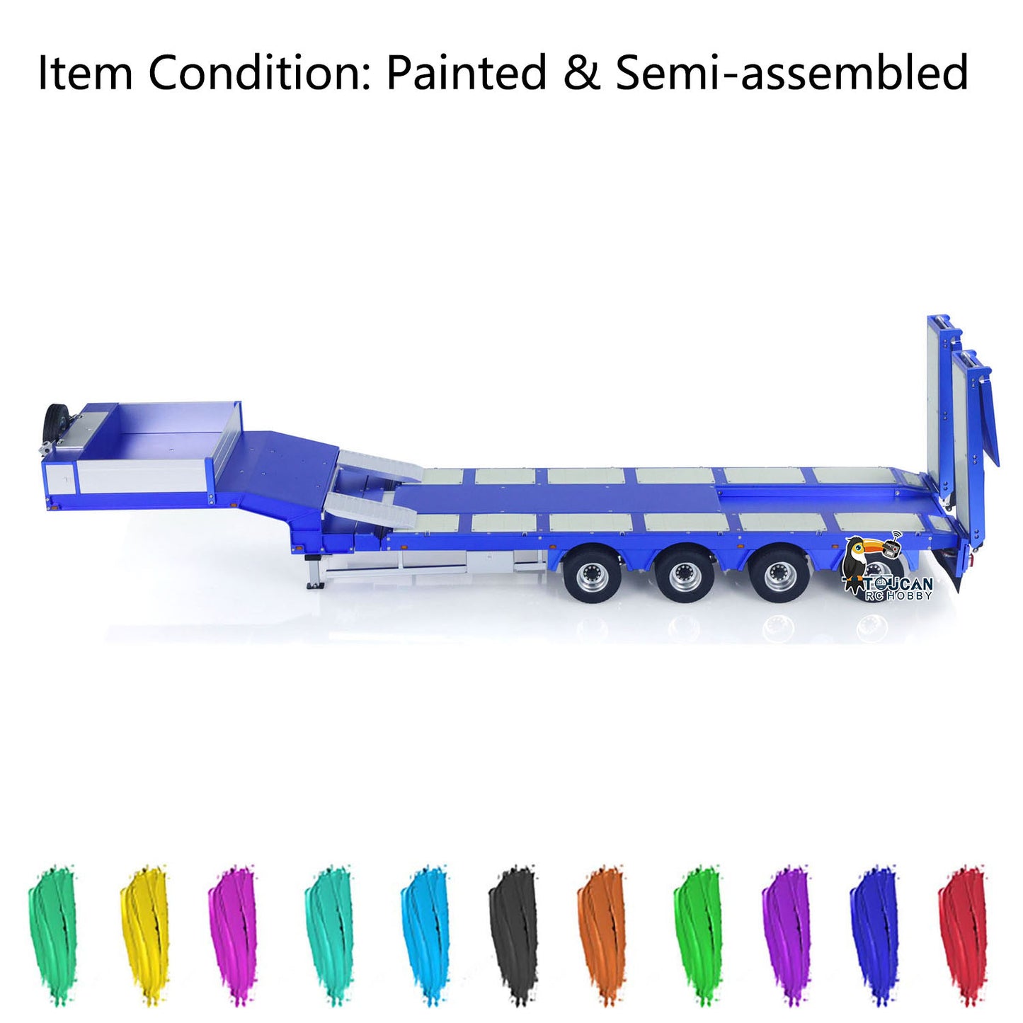 Degree 1/14 Metal 997 Heavy 4Axle Steering Trailer With Rear Ramps