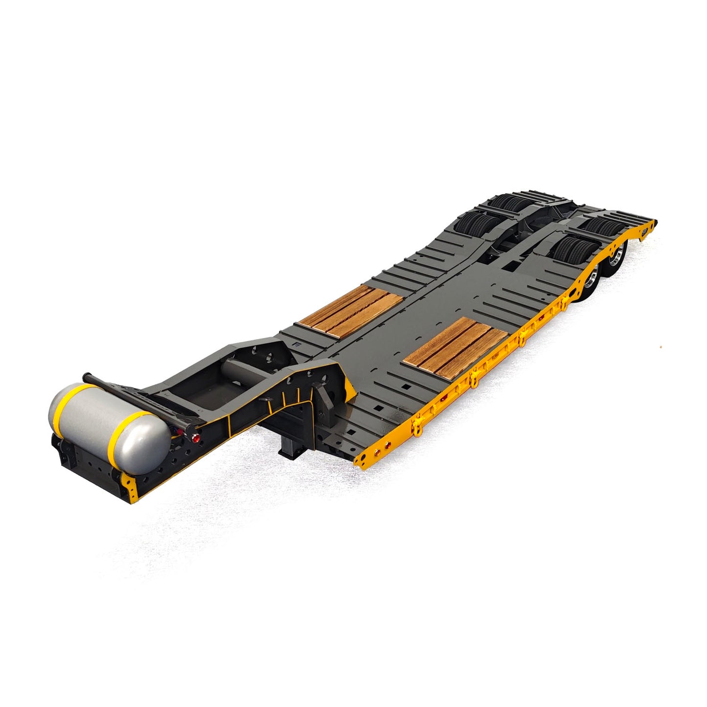 10.6Inches Width Metal 2-Axle Gooseneck Low Flatbed Trailer Sandblasted Finish for 1/14 TAMIYA Radio Controlled Tractor Truck DIY RC Model Car