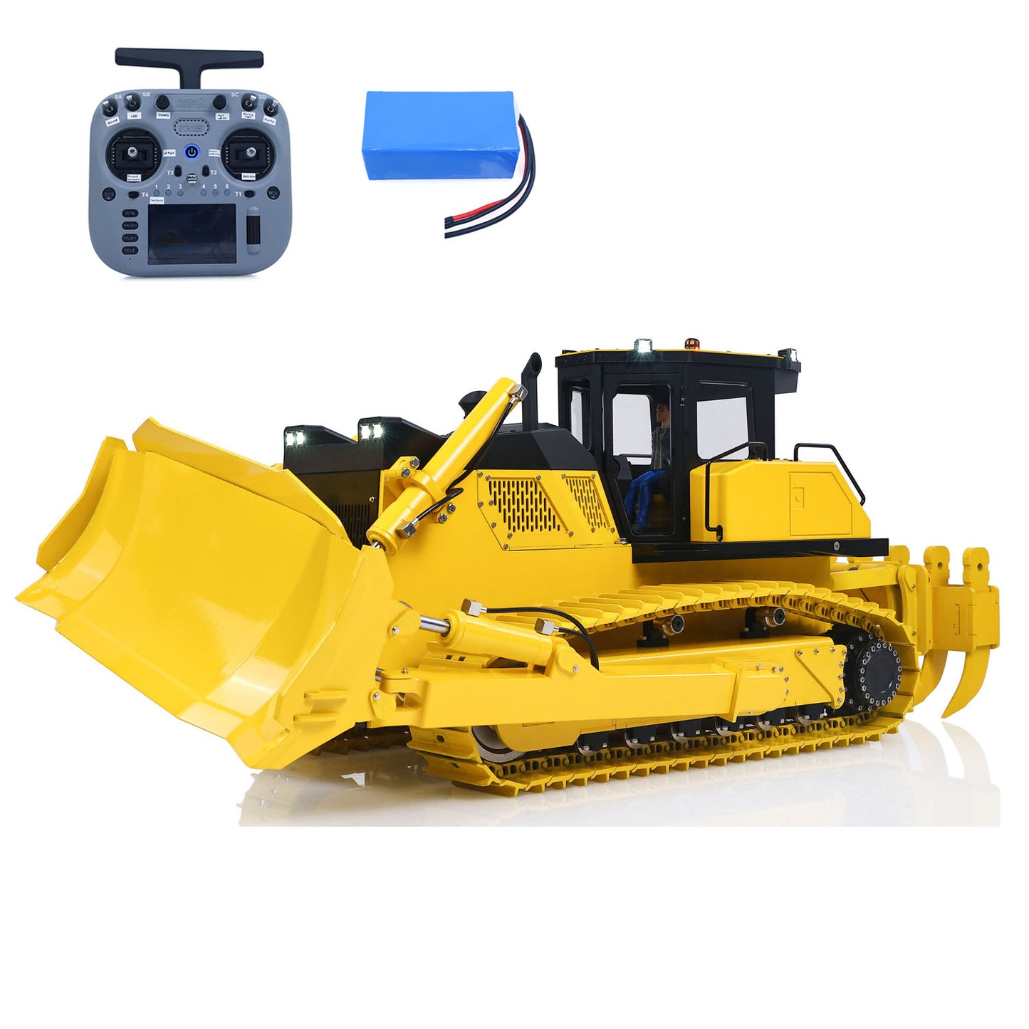 Metal 1/12 RC Hydraulic Bulldozer D155AX RTR Heavy Dozer Model 7 Way Valve 1.0L Oil Pump 5 Plows Radio Master TX15 Radio Battery