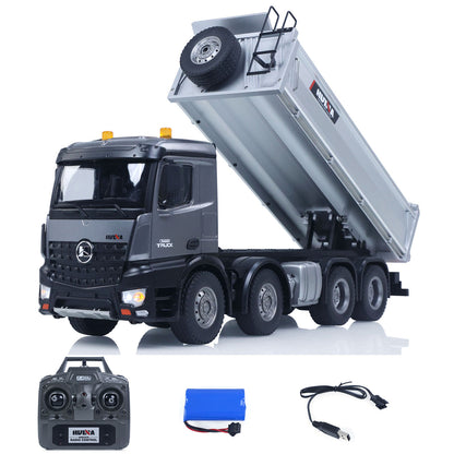ONLY ONE HUINA 1/14 Remote Control Dump Truck 12CH RC Tipper Finished Model Toy Gift RTR Light Sound Effects Radio USB Charging Cable