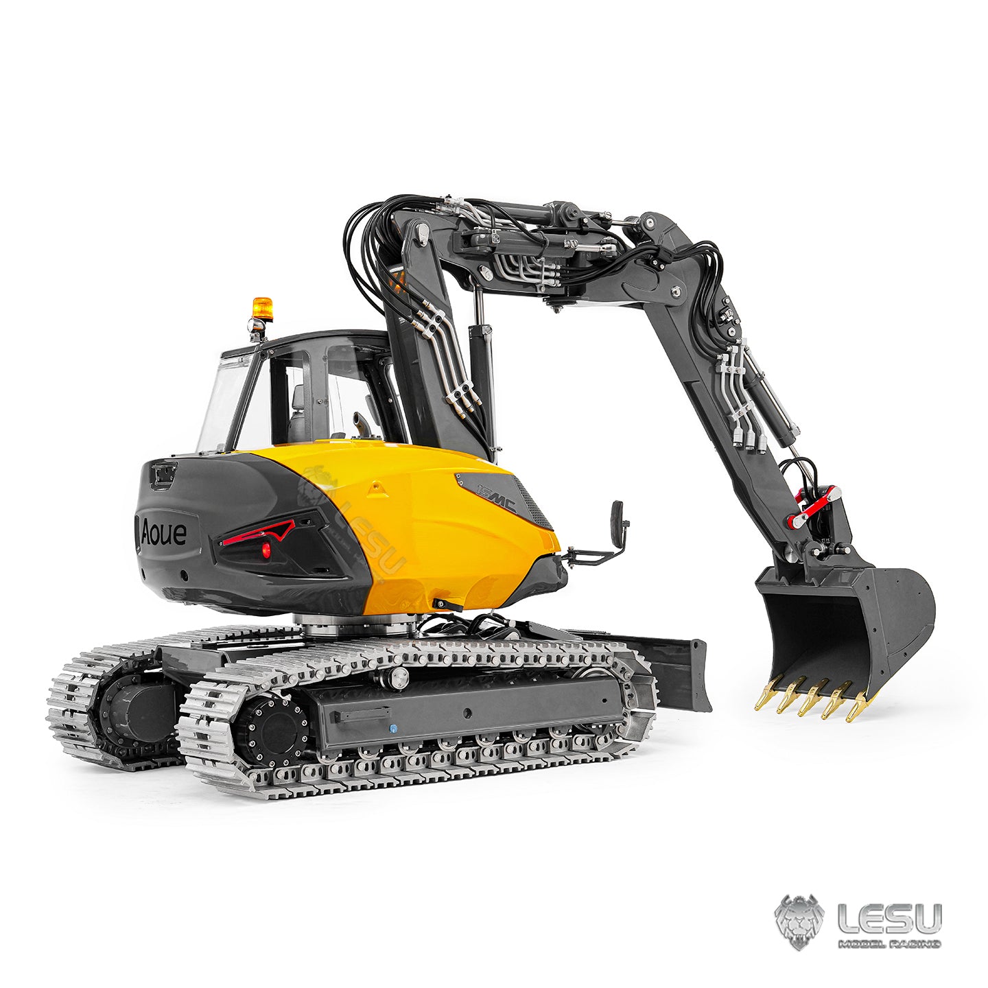 15MC LESU Metal 1/14 Hydraulic RC Excavator MC15 4 Arms Remote Control Digger Model 9 Ways Valve Dual Pumps Light Sound Radio Battery