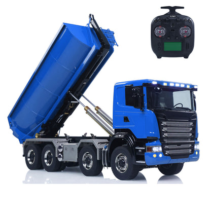 1/14 8*8 RC Hydraulic Dumper Radio Controlled Roll On Off Tipper SC 770S RC Lorry Vehicle Metal Drive Shafts Center Differential FlySky ST8 Radio