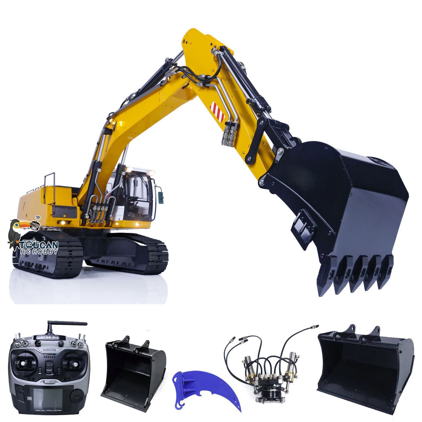 MTM 1/14 946 RC 2 Arms ARTR Metal Hydraulic Tracked Excavator Digger With Ripper Grab Tiltable Bucket