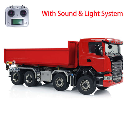 1:14 RC Hydraulic Roll-on Dump Truck 8x8 RC Tipper Car With Sounds Lights U-Shape Low Bucket