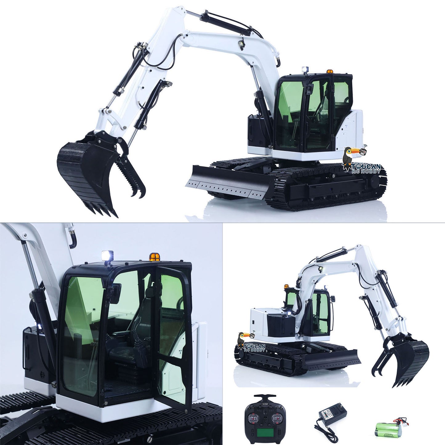 Metal 1/14 C308 Radio Control Hydraulic Excavator 4Valve RC Digger Engineering Vehicle Flysky ST8 Radio Lights Battery Assembled