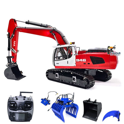MTM 1/14 946 RC 2 Arms Metal ARTR Hydraulic Tracked Excavator Digger With Ripper Grab Bucket