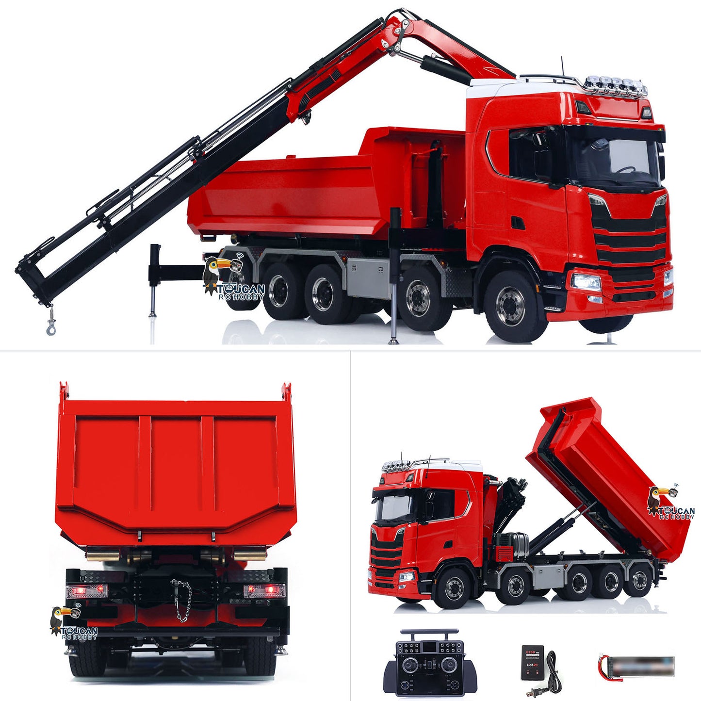770S 10x10 1/14 Grue hydraulique RC Voiture à benne basculante Camion à benne basculante complet en métal RTR Batterie