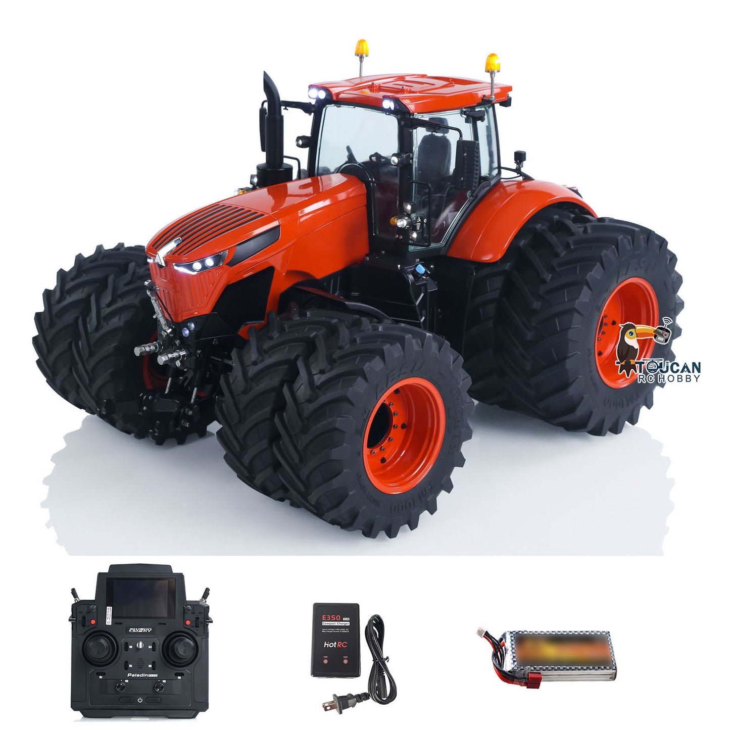 LESU 4x4 Metal 1/14 RC Hydraulic Tractor Car AOUE 1050 Radio Controlled Farm Truck Light Smoking Simulation Sound Differential