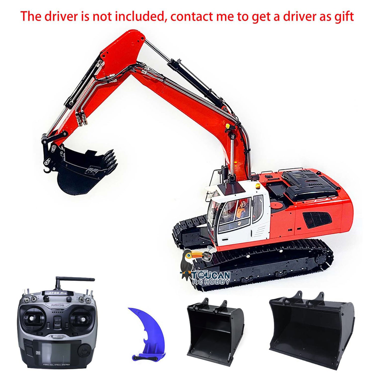 MTM 1/14 946 RC 2 Arms ARTR Metal Hydraulic Tracked Excavator Digger With Ripper Grab Tiltable Bucket