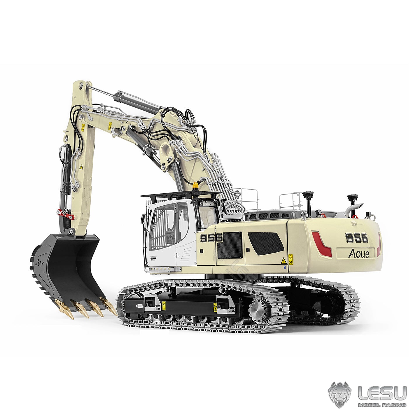 95% Metal LESU LR956 3 Arms 1/14 RC Hydraulic Excavator Remote Control Digger 7CH Valve Dual Pumps Light PL18EV LITE Battery