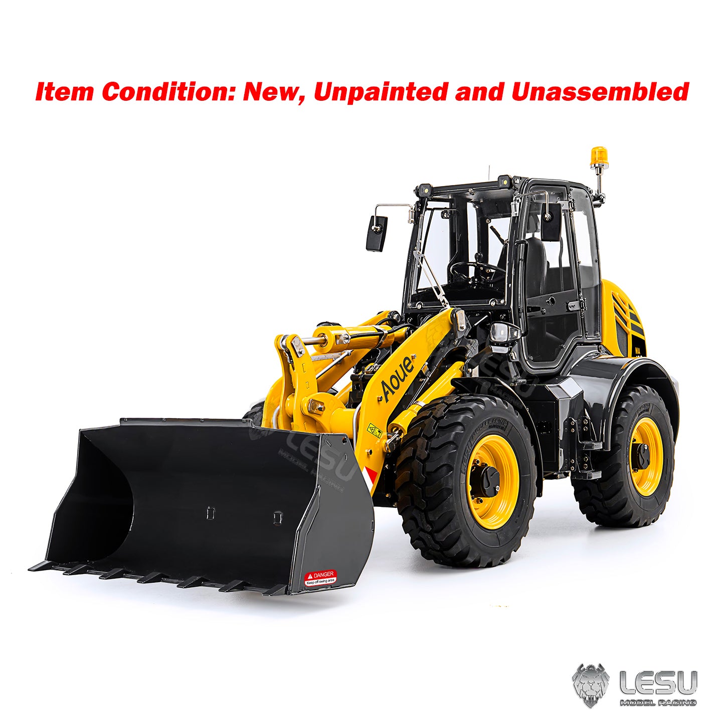 LESU 1/14 4X4 RC Hydraulic Loader Aoue WA100M-8 Metal Remote Control Construction Vehicle Model 4CH Valve Axle Lock Sound Light