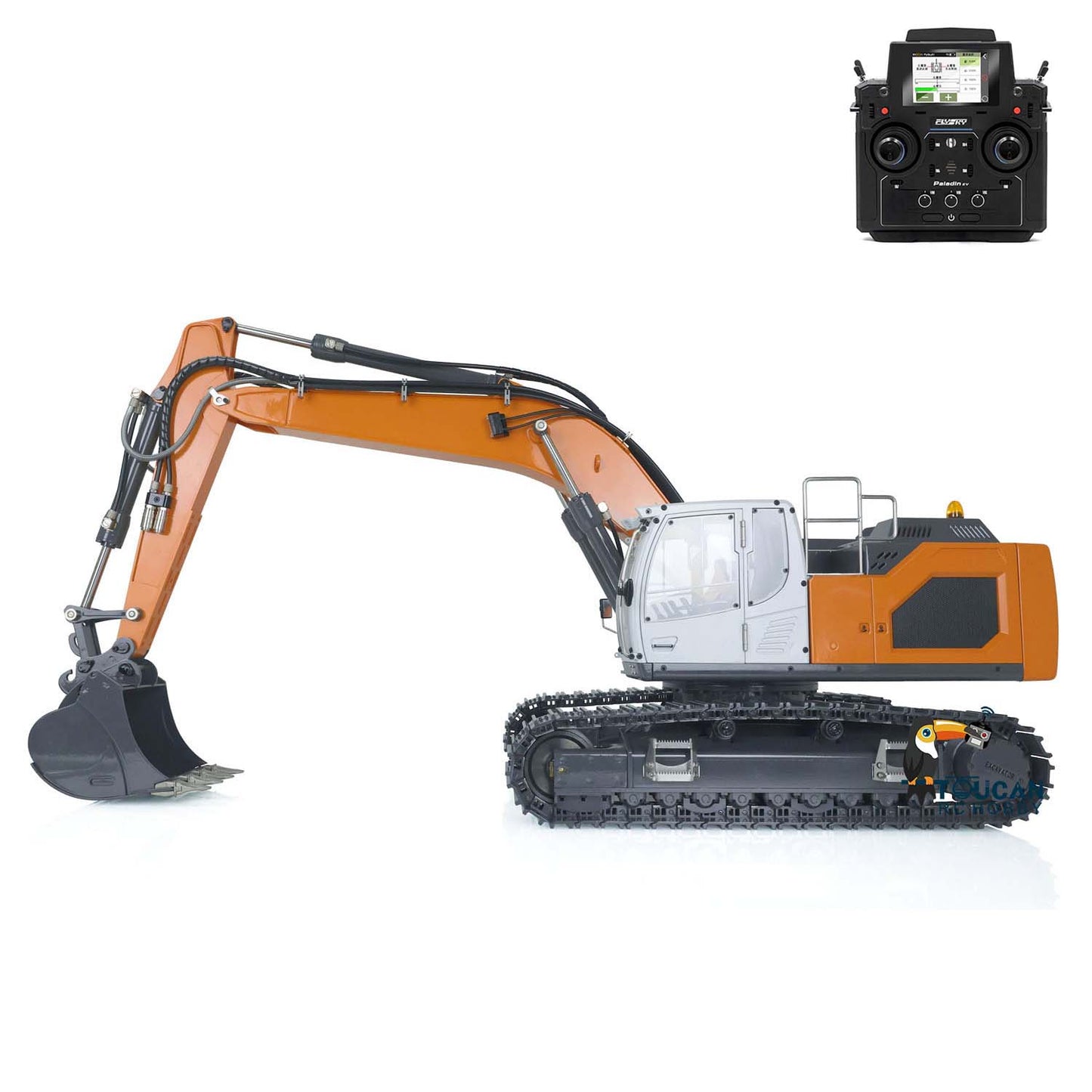 XDRC Metal 1/14 Hydraulic 945 PNP RC Tracked Excavator With 5CH Reversing Valves PL18EV Transmitter