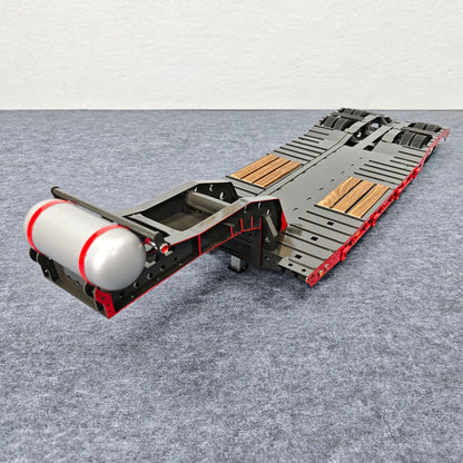 10.6Inches Width Metal 2-Axle Gooseneck Low Flatbed Trailer Sandblasted Finish for 1/14 TAMIYA Radio Controlled Tractor Truck DIY RC Model Car