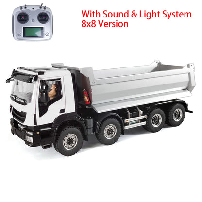 1/14 8x8 Metal PNP Hydraulic RC Truck Dumper Tipper With Differential Lock Axles Sound Light System