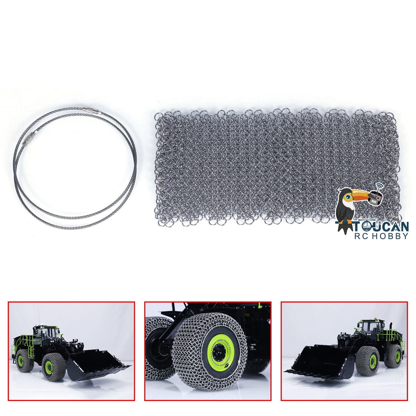 Metal Tyre Chain for 1/14 K988 ZW370 RC Hydraulic Loader