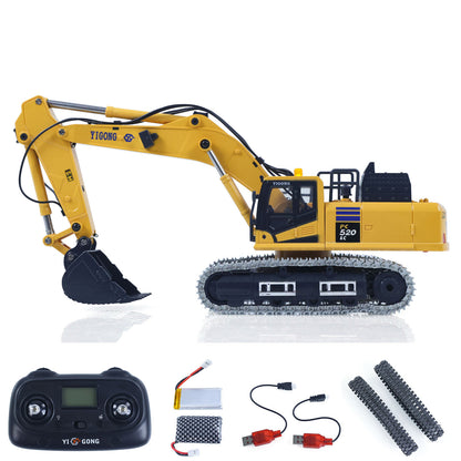 Fast Shipping 1/50 RC Digger PC520 Electric Lifting Radio Control Excavator Engineering Vehicle Metal Tracks Lights Sound Small Toy Collection