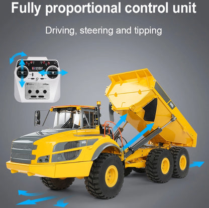 Metal DoubleE 1/16 Remote Control Articulated Dumper 6WD Electric Remote Control Truck Model 10KG Load Capacity Openable Door