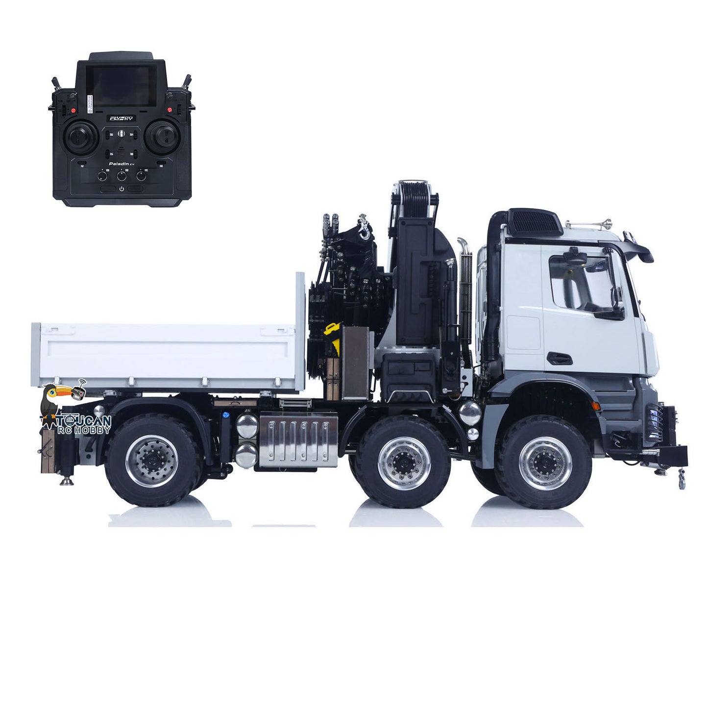 4151 AK Metal 1/14 RC Tractor Truck with Hydraulic Crane Fly Jib Arm Bucket 6*6 Remote Control Farm Car 3Speed Model Lorry Sound