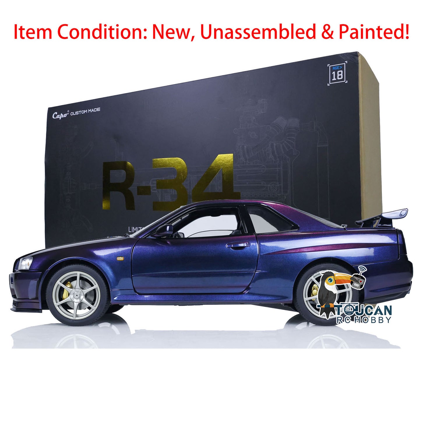 Capo 1/8 Unassembled 4x4 4WD R34 RC Racing Drifting Car for Collection