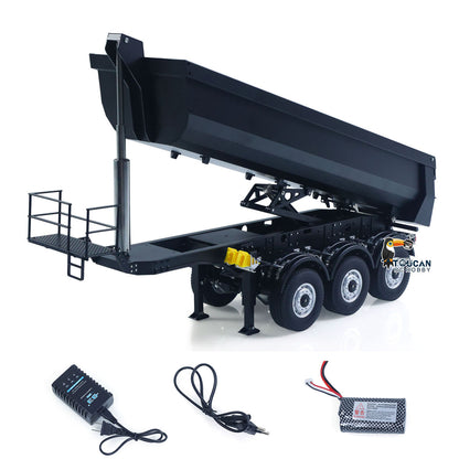 Fast Shipping Kabolite 1/14 Metal Remote Control 3Axles Electric Lifting Semi Trailer Dumper for RC Tractor Truck 770S 100 Battery Charger