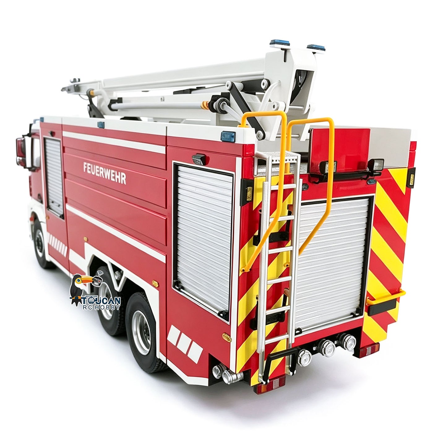 6x4 1/14 RC Fire Fighting Truck Remote Control Folding Aerial Ladder Water Spray Trucks 3363 Metal Chassis 2-Speed Transmission
